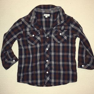 Le Top Button Snap 3T boys plaid shirt